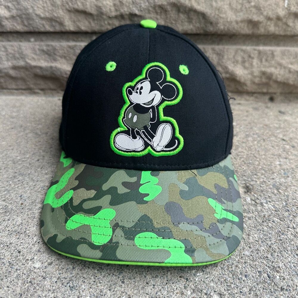 Disney Mickey Mouse Youth Baseball Cap Hat Neon Camo Adjustable # 55219